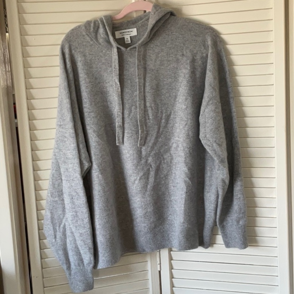 Nordstrom Cashmere Hoodie Women XL Grey